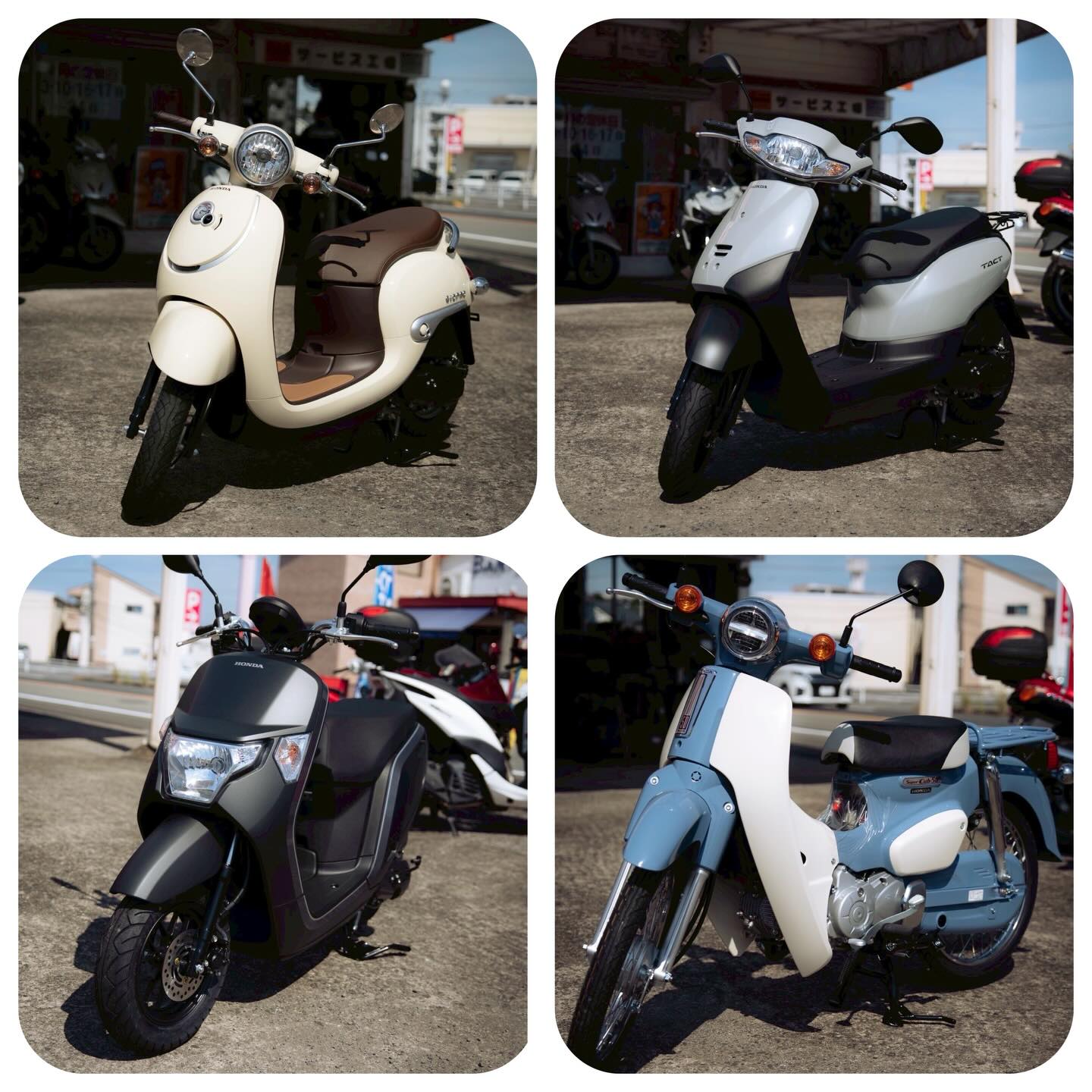 スクーター（電動スクーター）
クラッチ操作やギアチェンジが不要なため、運転のしやすさが魅力です。また、シート下に大きな収納スペースがあるモデルが多く、日常使いの利便性が非常に高いです。近所の移動・買い物メインで考えている人にオススメです🤗

※ 写真のバイクは在庫切れの場合がございますので、購入を検討の方はお問い合わせ下さい。

#ジョルノ #ダンク #スーパーカブ50 #タクト #オートパークSKY #宮崎